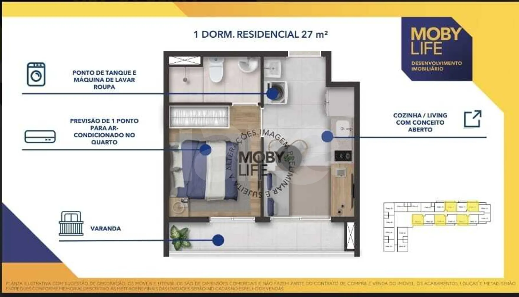 Planta — Studio 26,08 m²