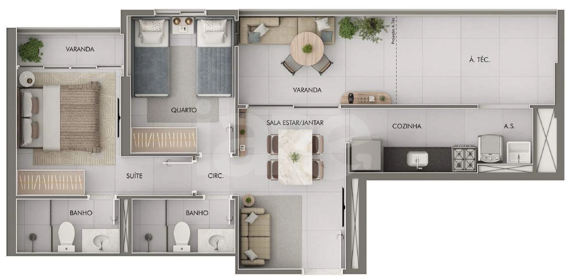 Planta — Apartamento 64,27 m²
