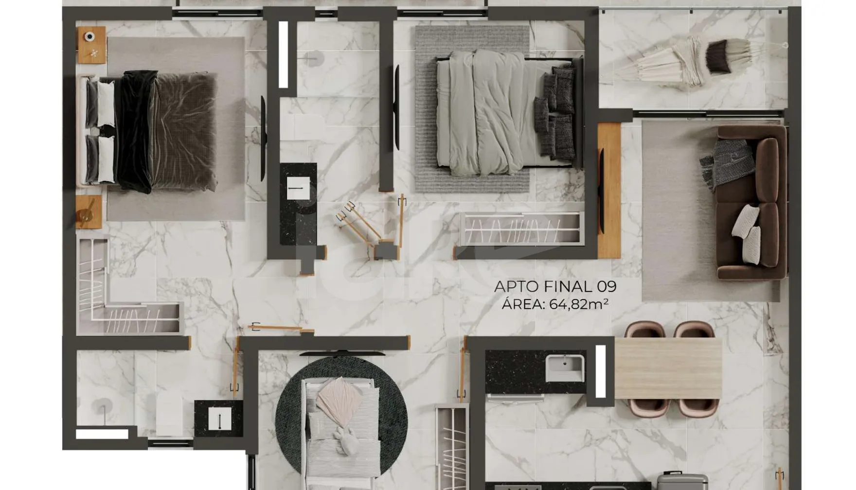 Planta — Apartamento 64,82 m²