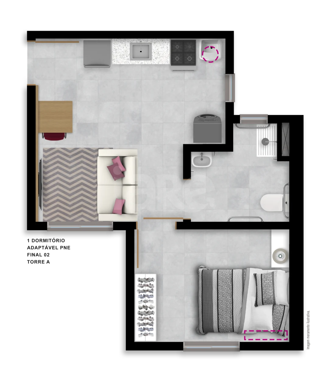 Planta — Studio 23,97 m²