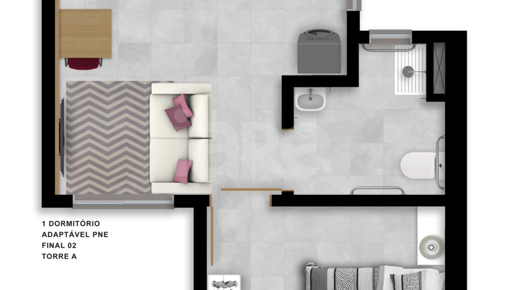 Planta — Studio 23,97 m²