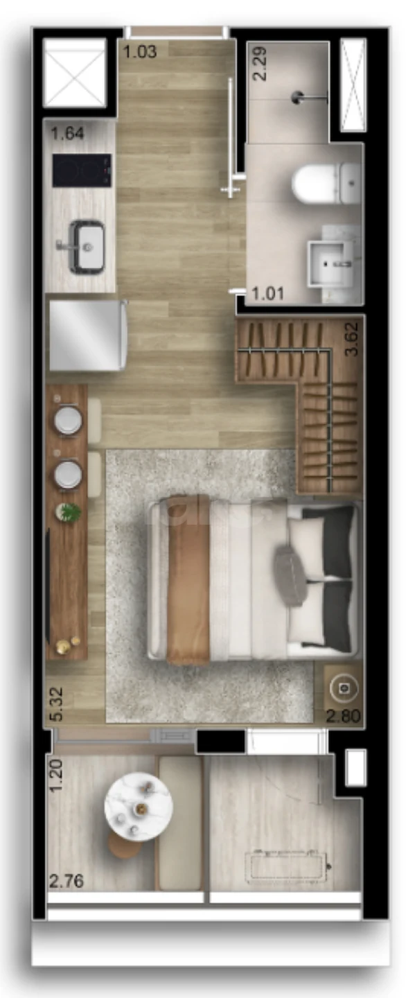 Planta — Studio 23 m²
