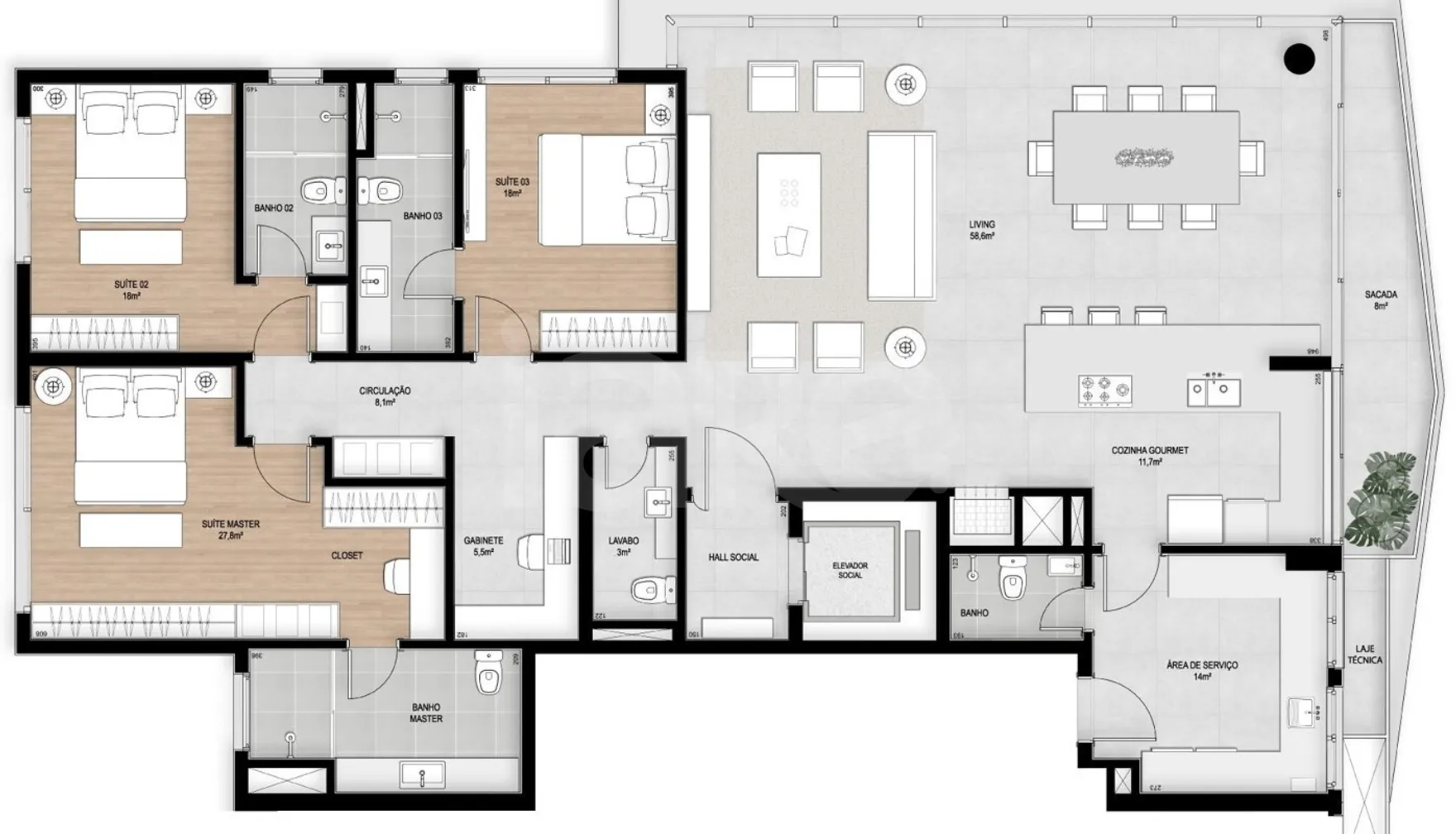 Planta — Apartamento 200,48 m²
