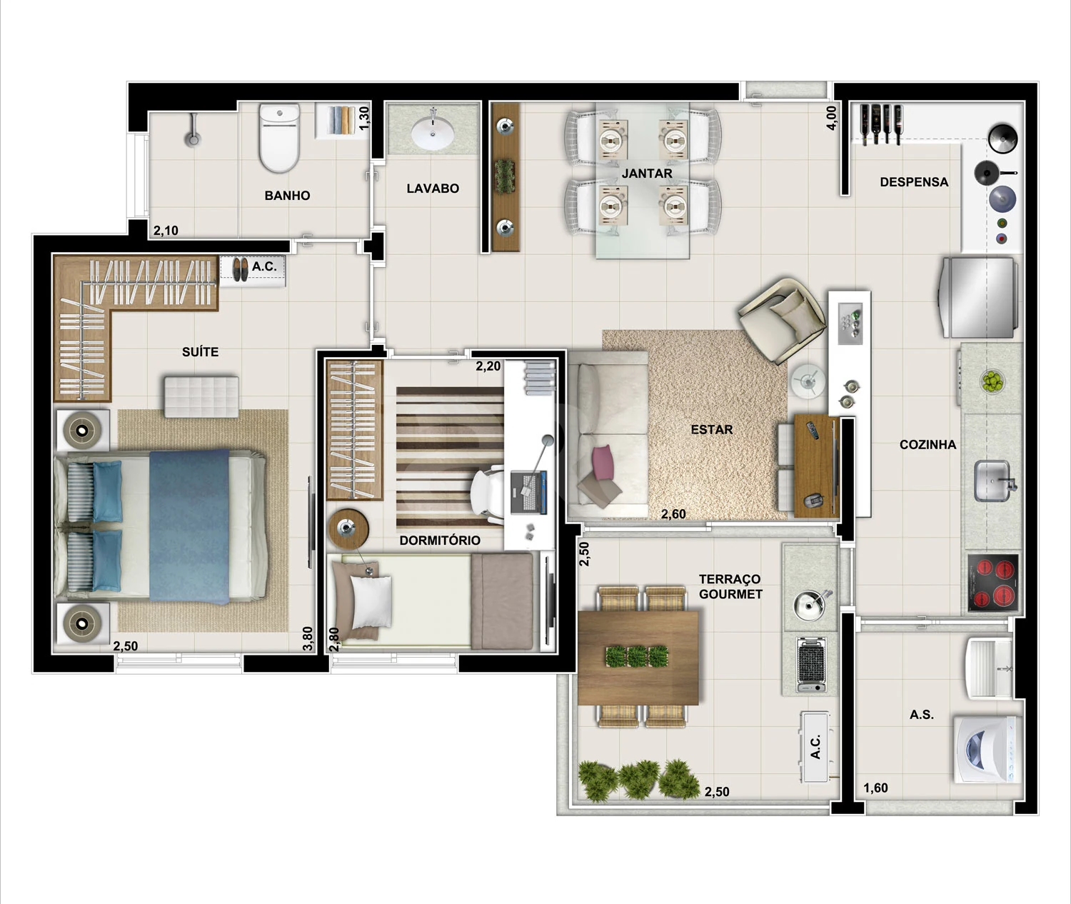 Planta — Apartamento 58,11 m²