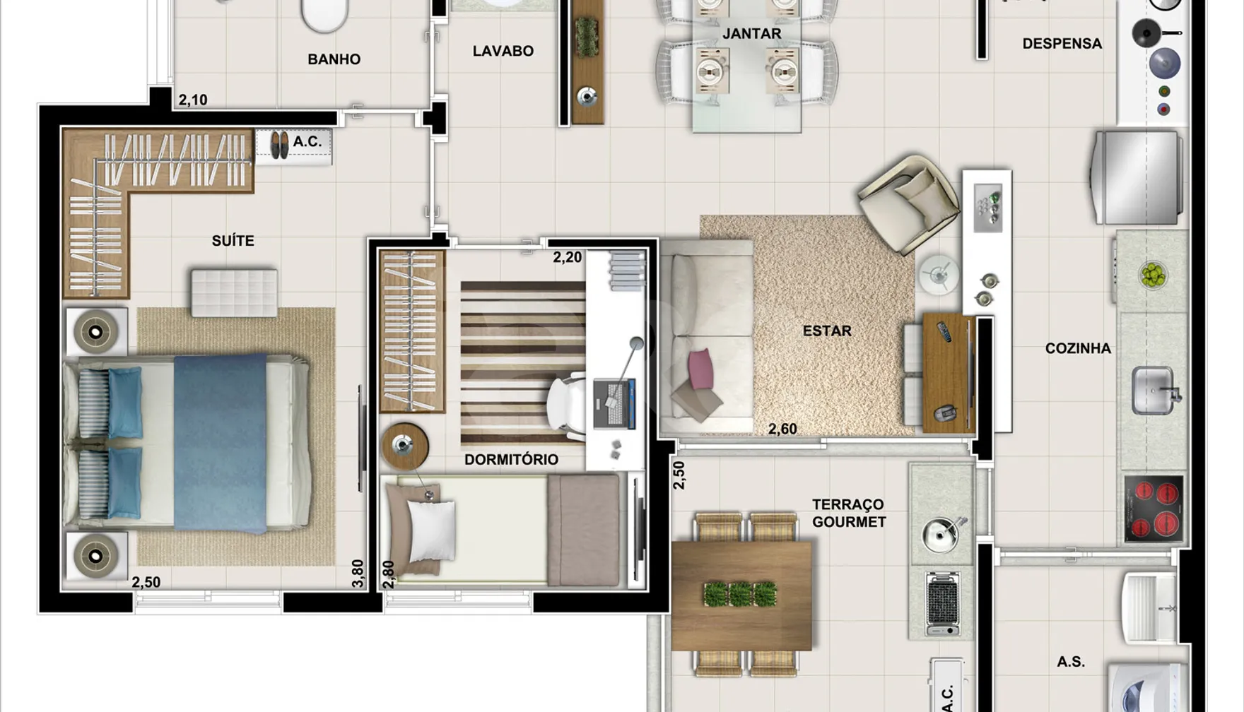 Planta — Apartamento 58,11 m²