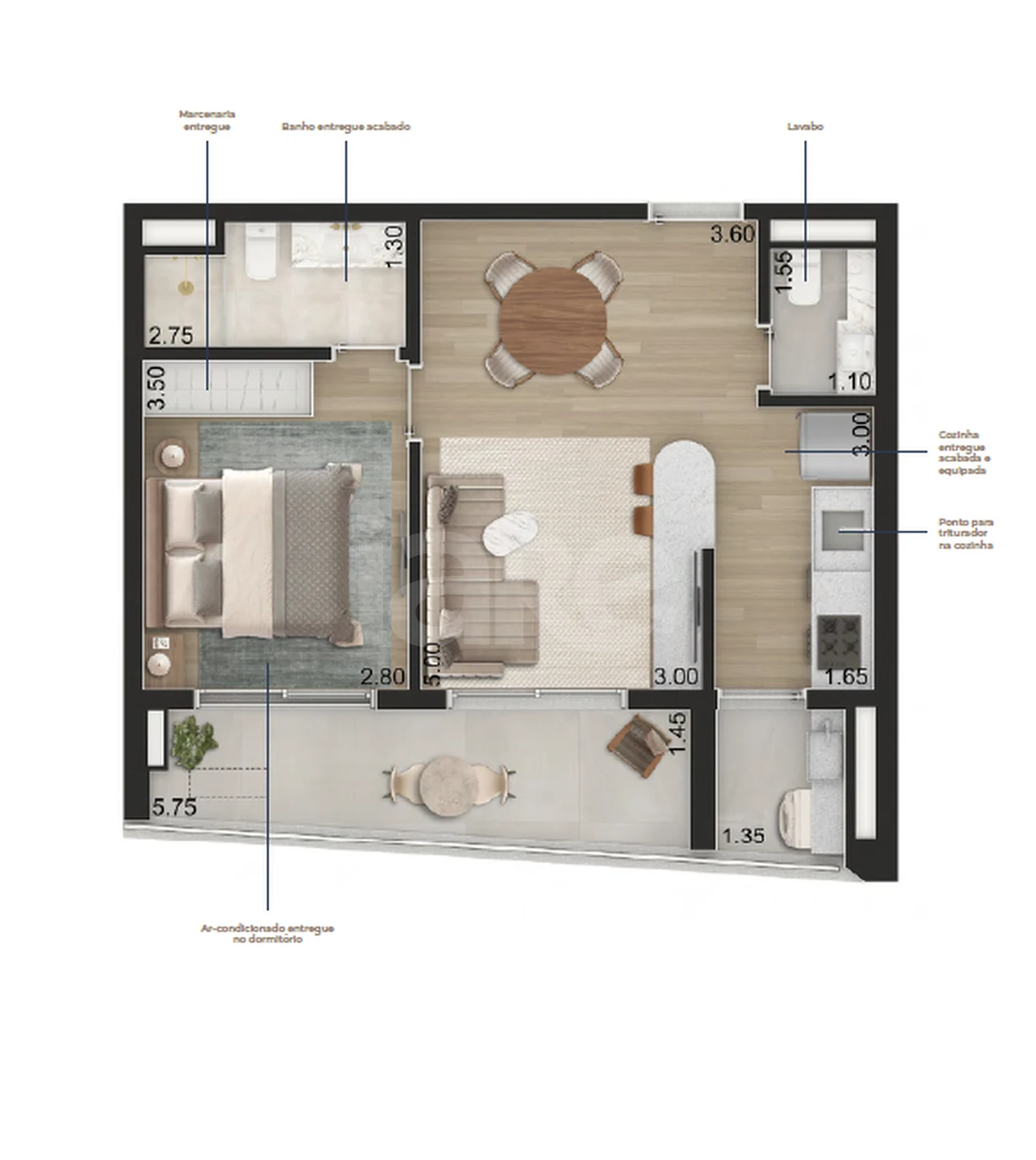 Planta — Apartamento 55,08 m²