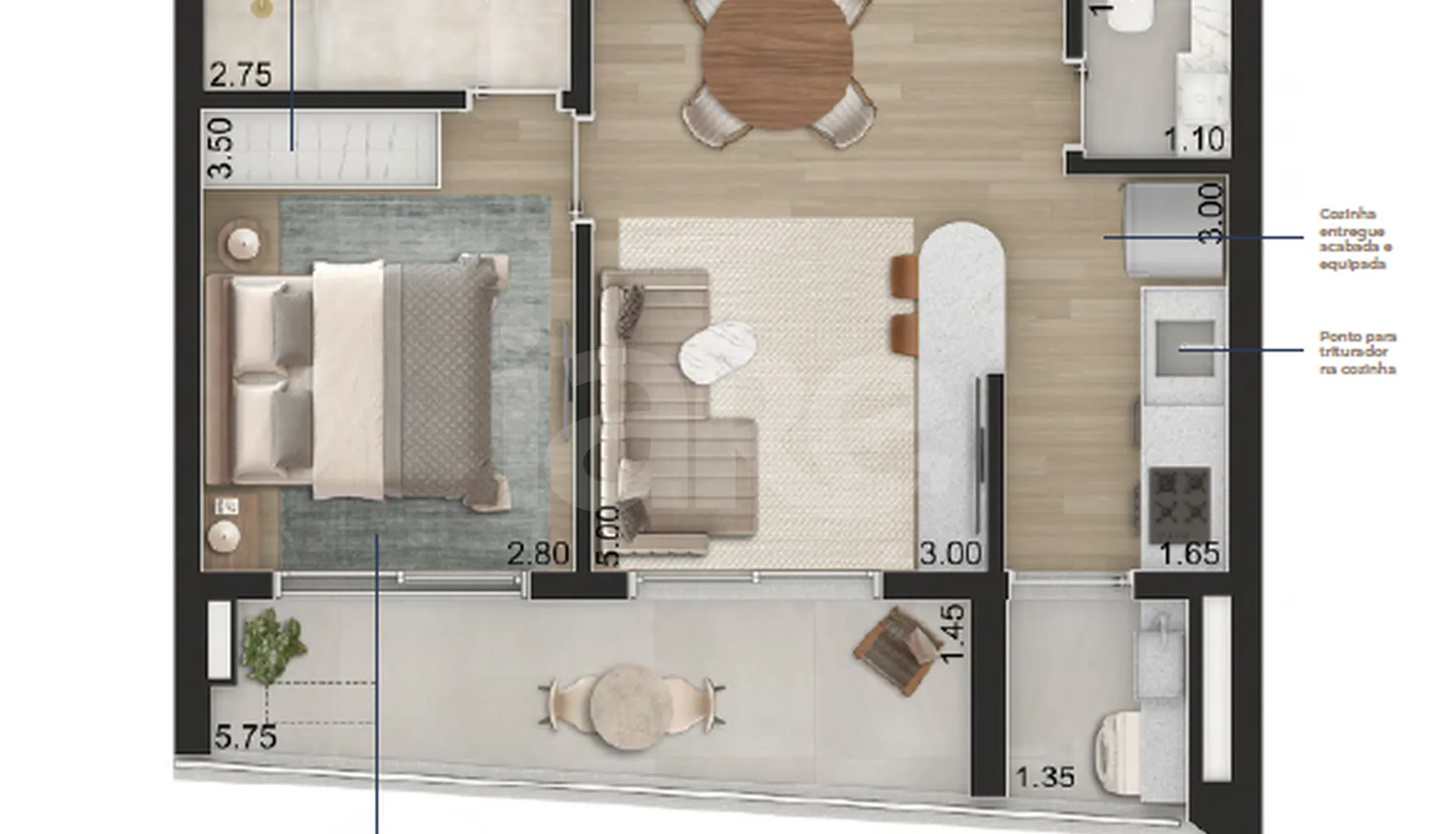 Planta — Apartamento 55,08 m²
