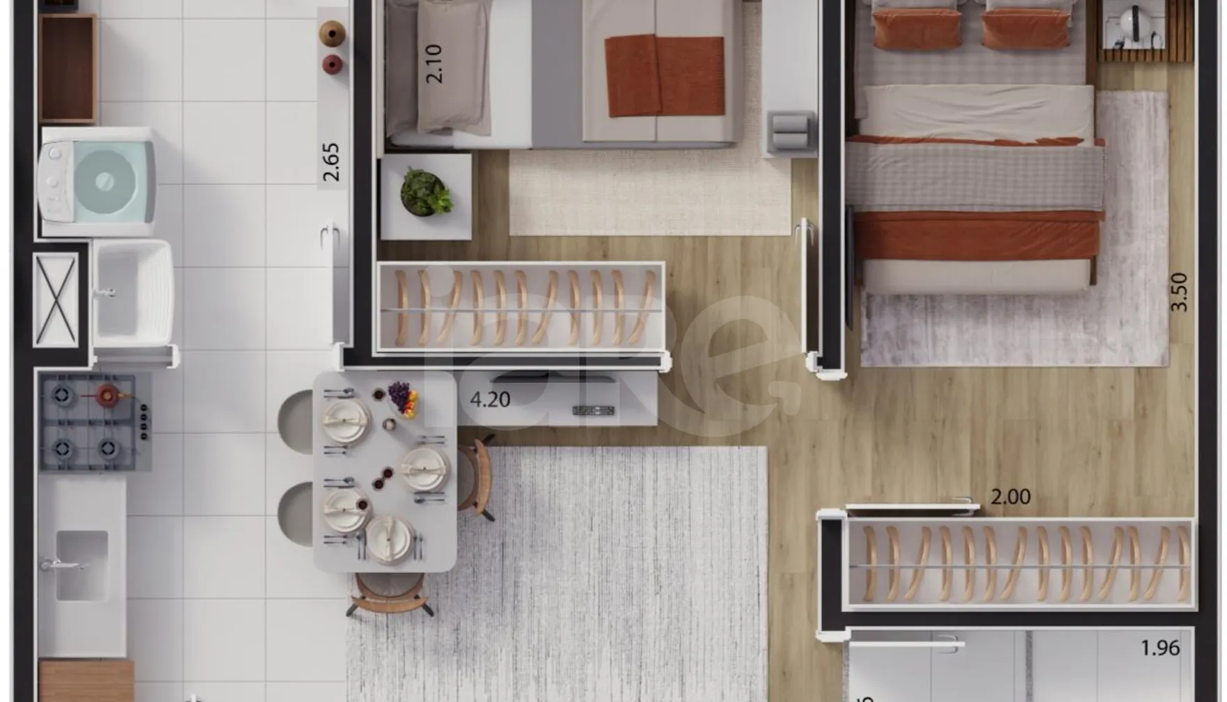 Planta — Apartamento 33,85 m²