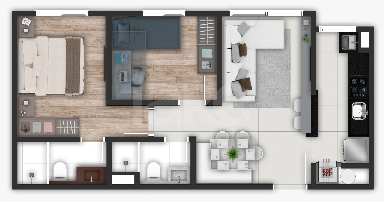 Planta — Planta - 2 dorm c churrasqueira 50 75 m2