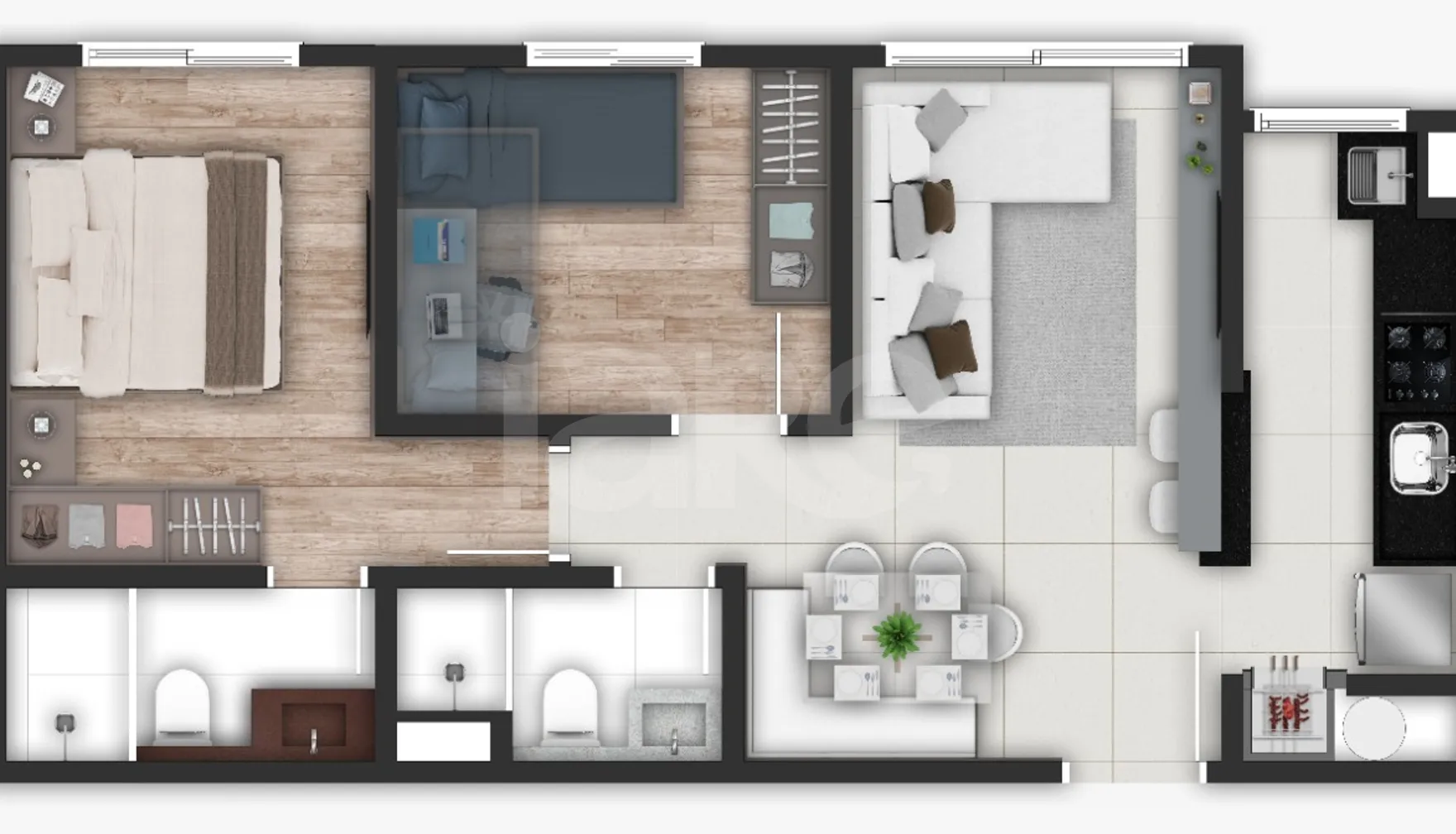 Planta — Planta - 2 dorm c churrasqueira 50 75 m2