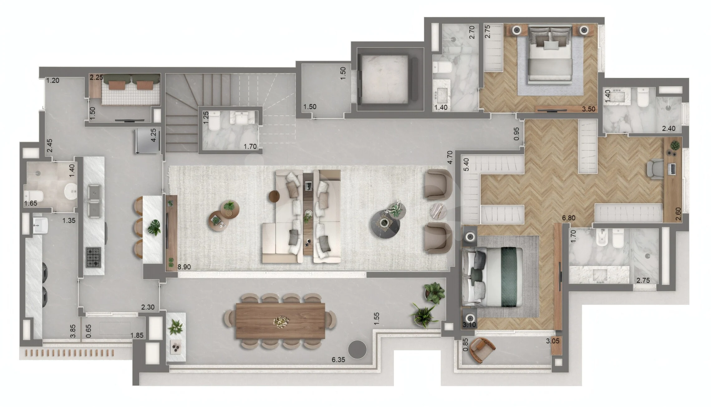 Planta — Cobertura Duplex 358 m²