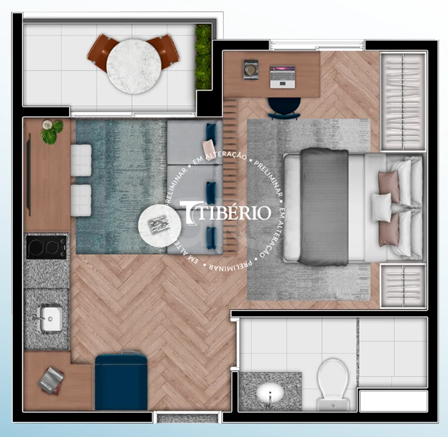 Planta — Studio 26,67 m²