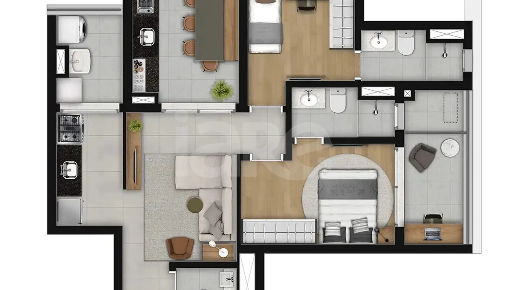 Planta — Apartamento 70,36 m²