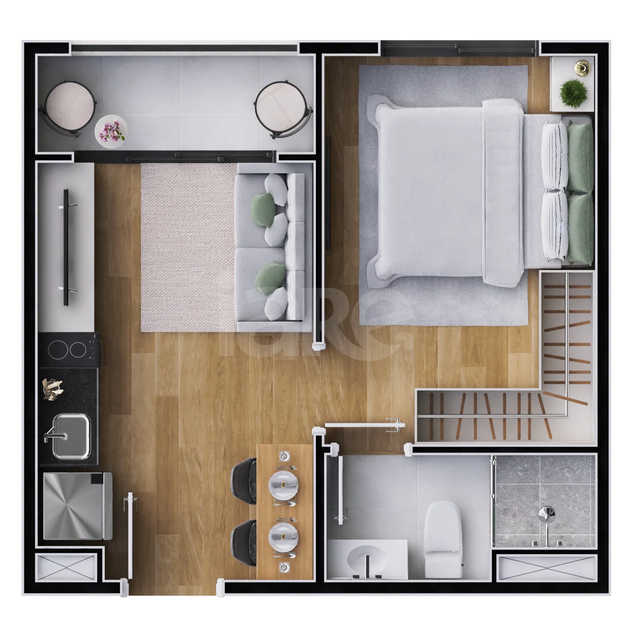 Planta — Apartamento 24,9 m²