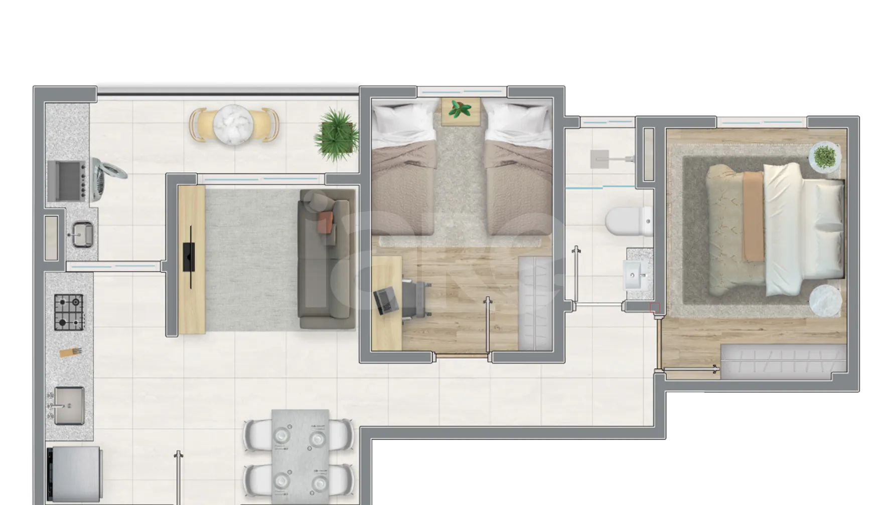 Planta — Apartamento 51,73 m²