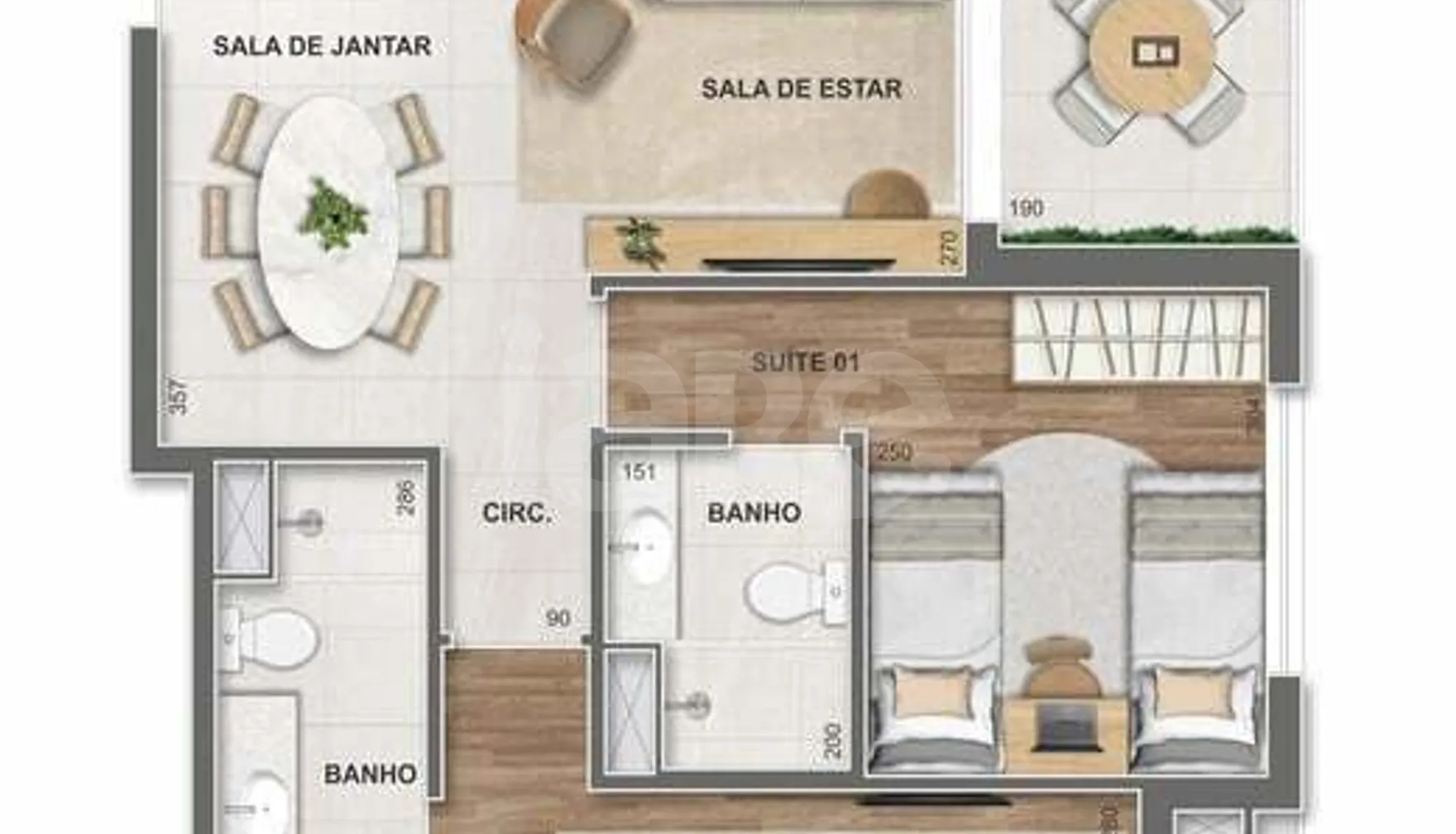 Planta — Apartamento 74,71 m²