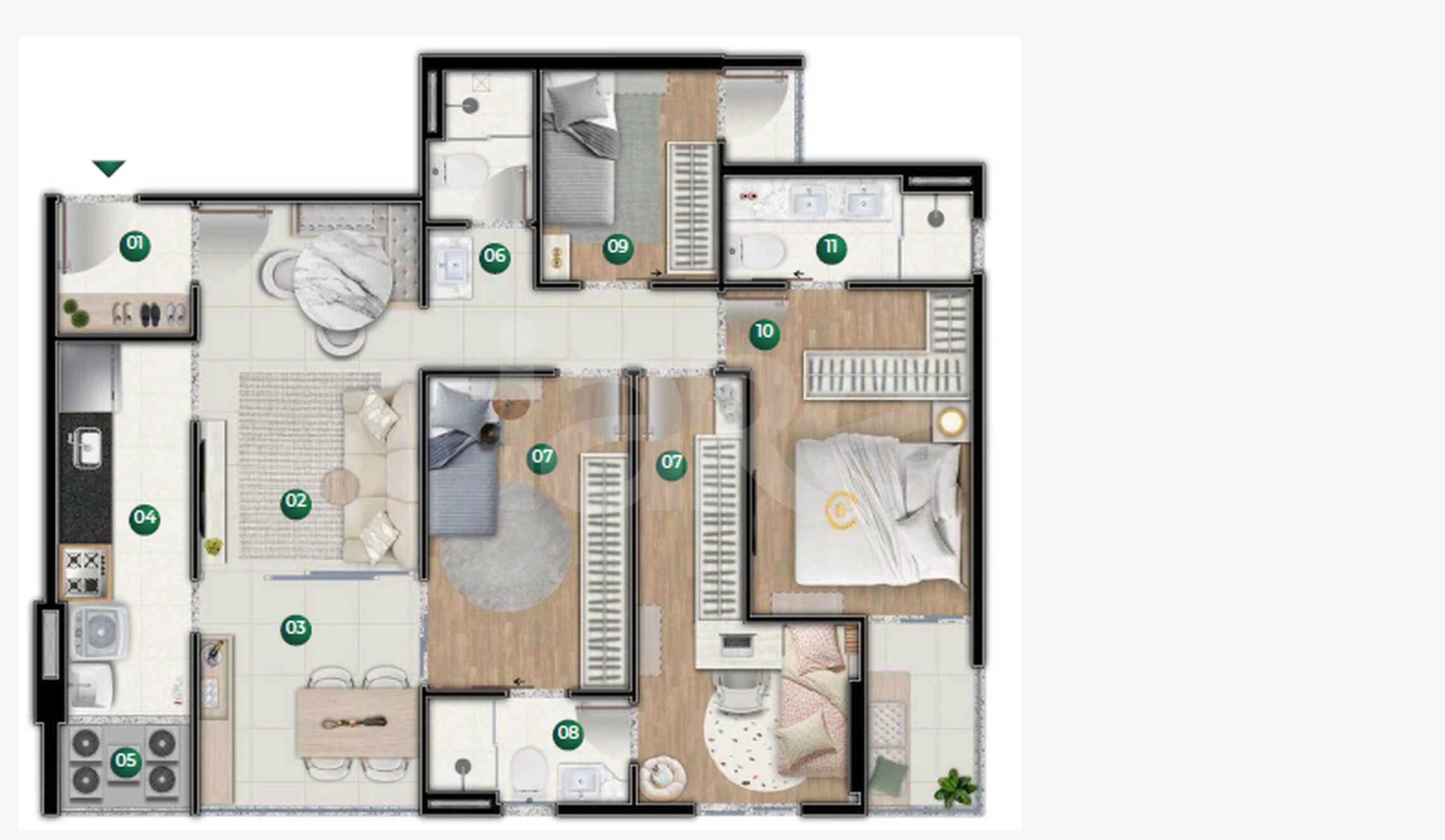 Planta — Apartamento 85,75 m²