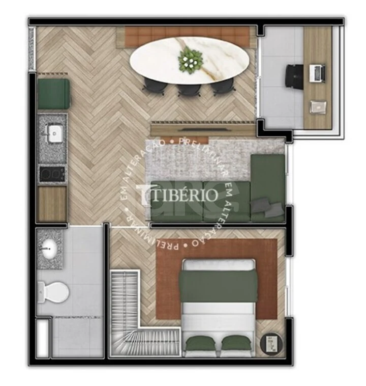 Planta — Apartamento 35,6 m²