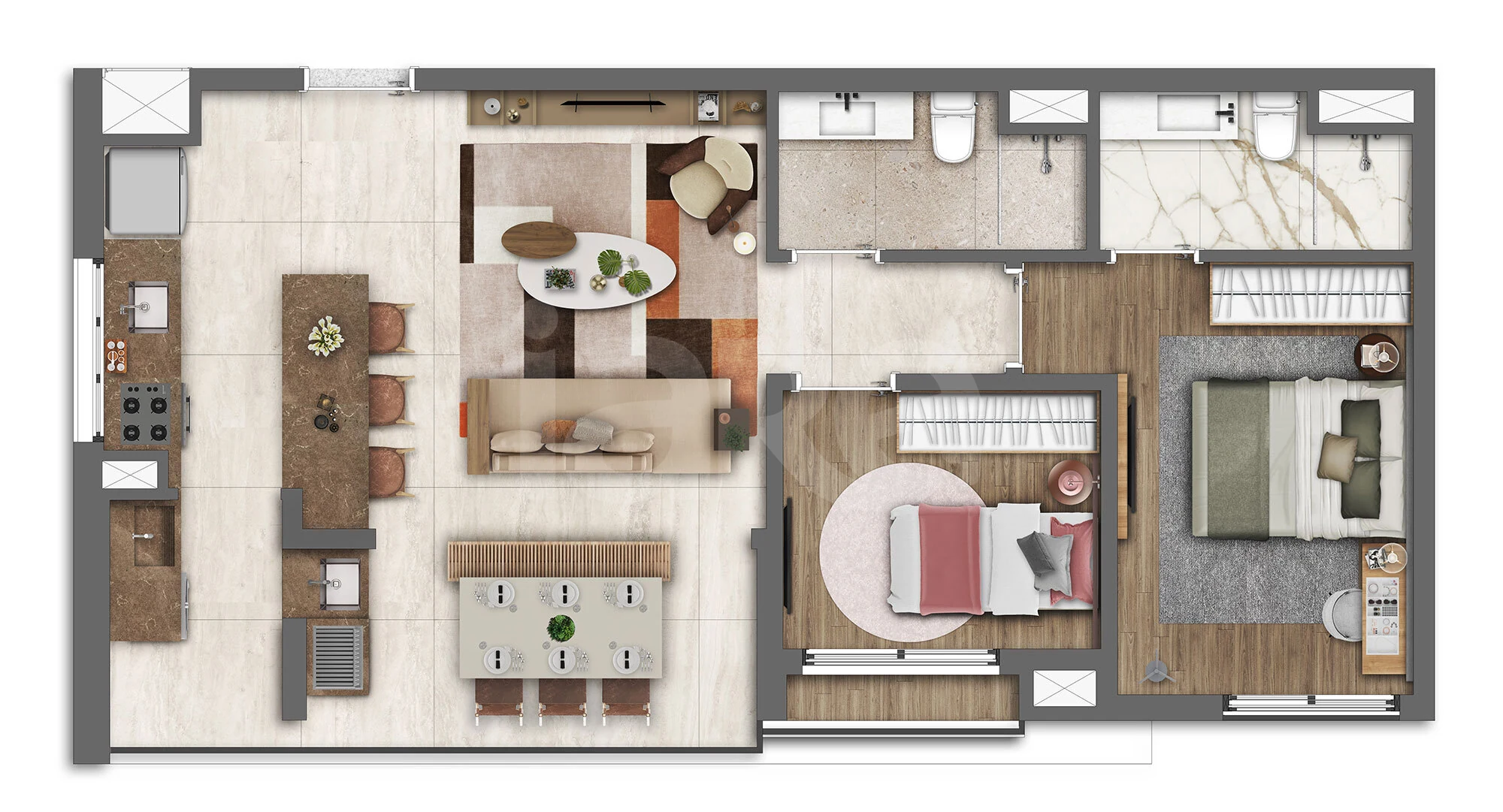 Planta — Apartamento 66,95 m²