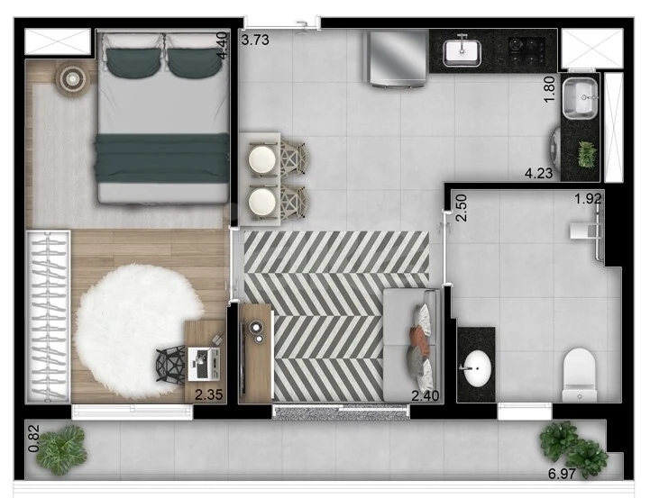 Planta — Apartamento 40,55 m²
