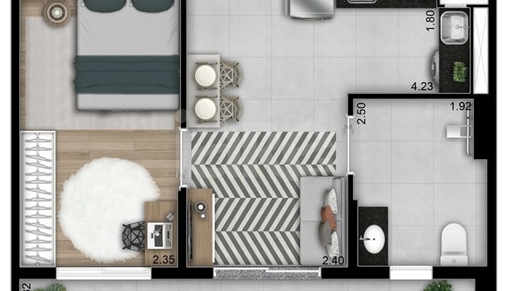 Planta — Apartamento 40,55 m²