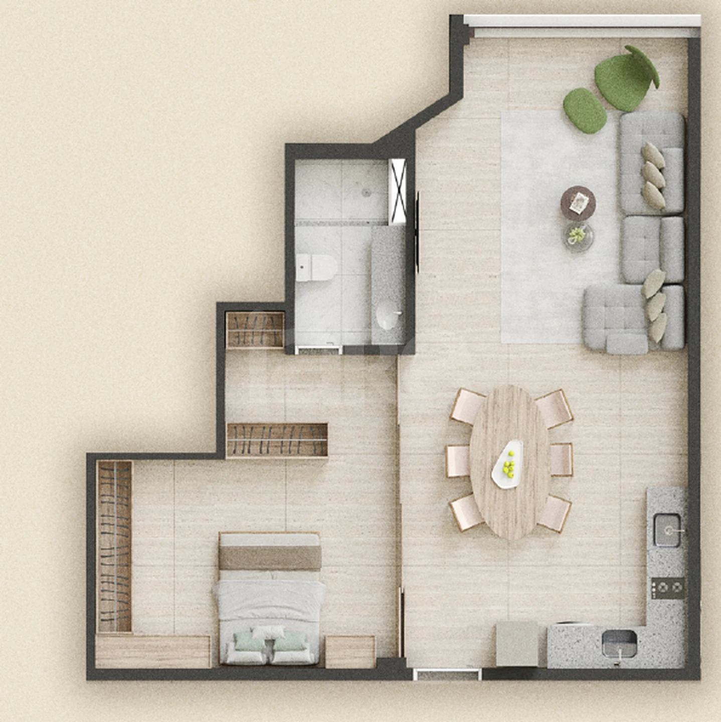 Planta — Studio 62,7 m²