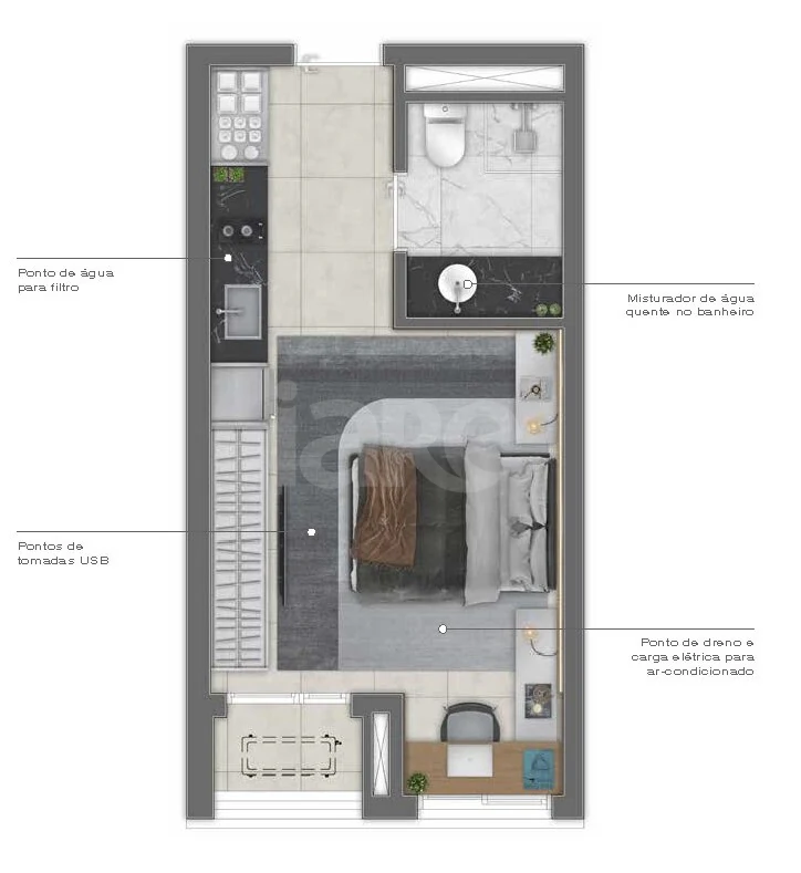 Planta — Apartamento 26,3 m²