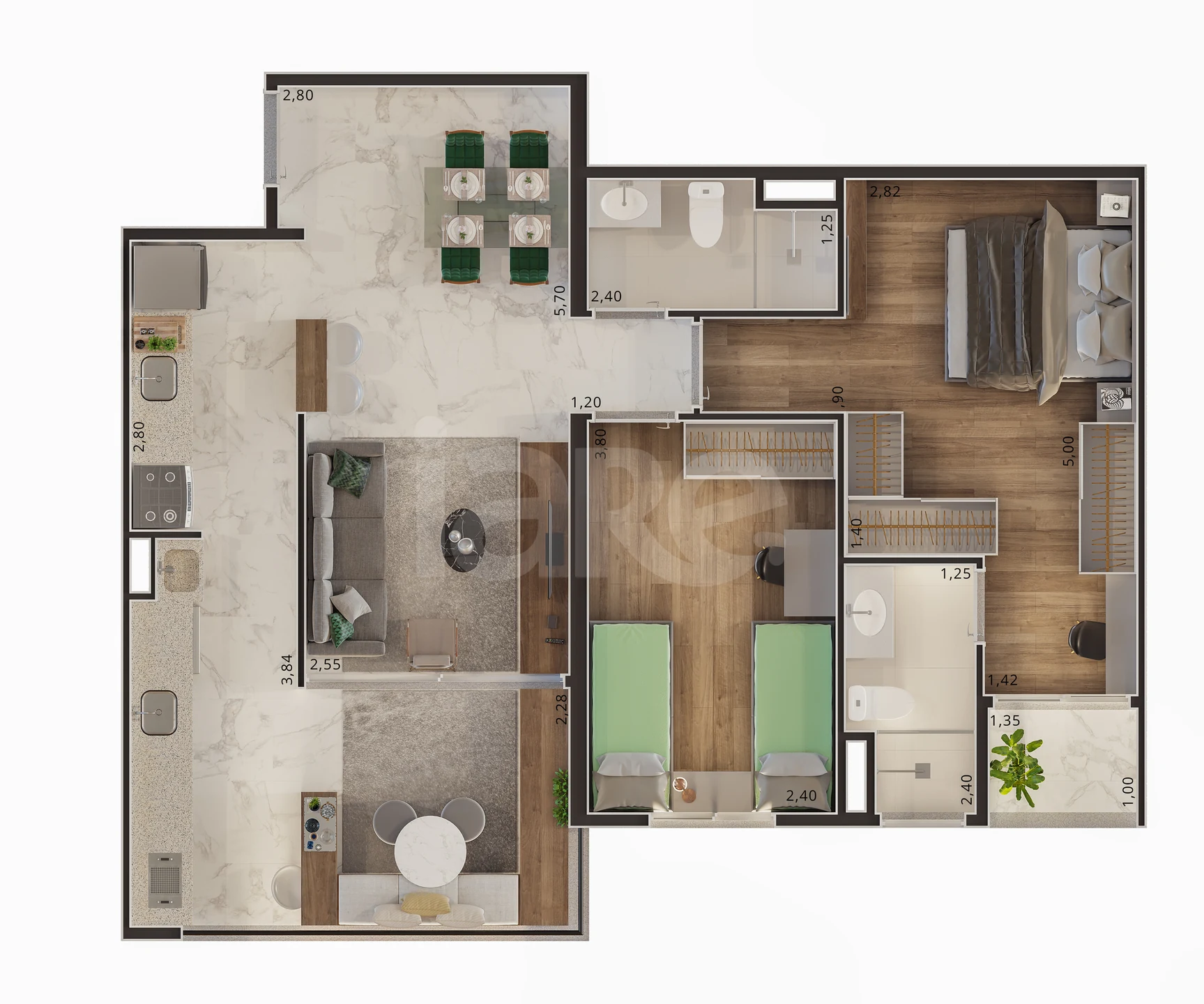 Planta — Apartamento 71,28 m²