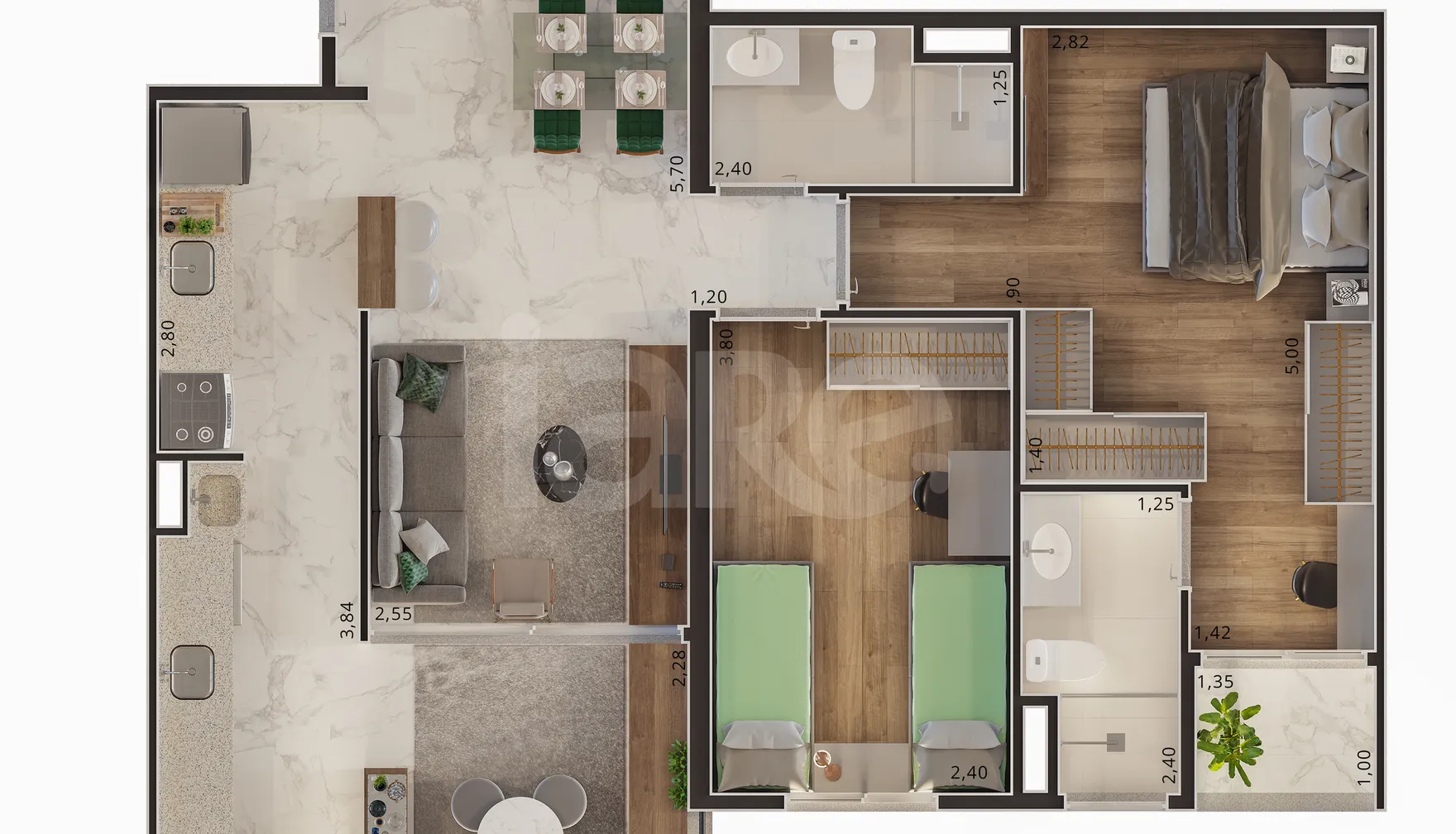 Planta — Apartamento 71,28 m²