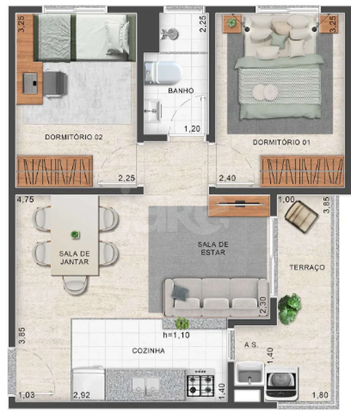Planta — Apartamento 41,94 m²