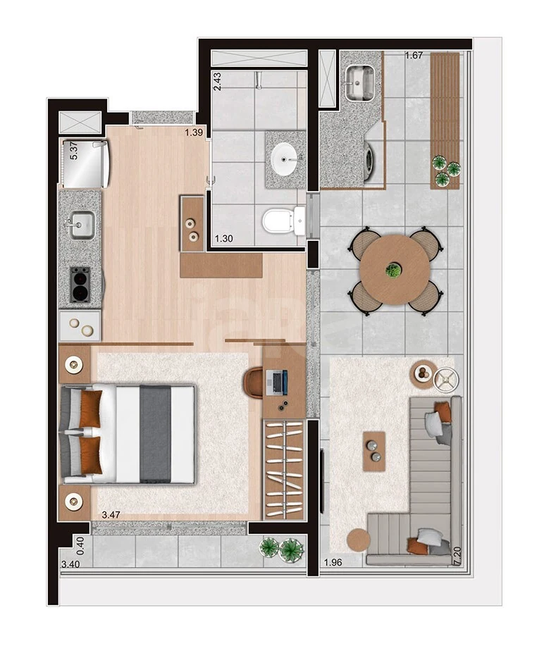 Planta — Apartamento 41,83 m²