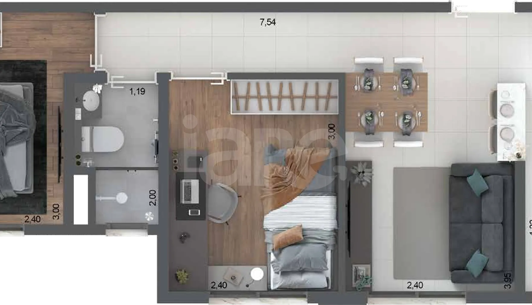 Planta — Apartamento 41,87 m²