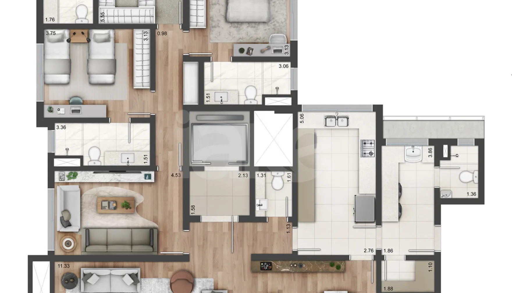 Planta — Apartamento 227,32 m²