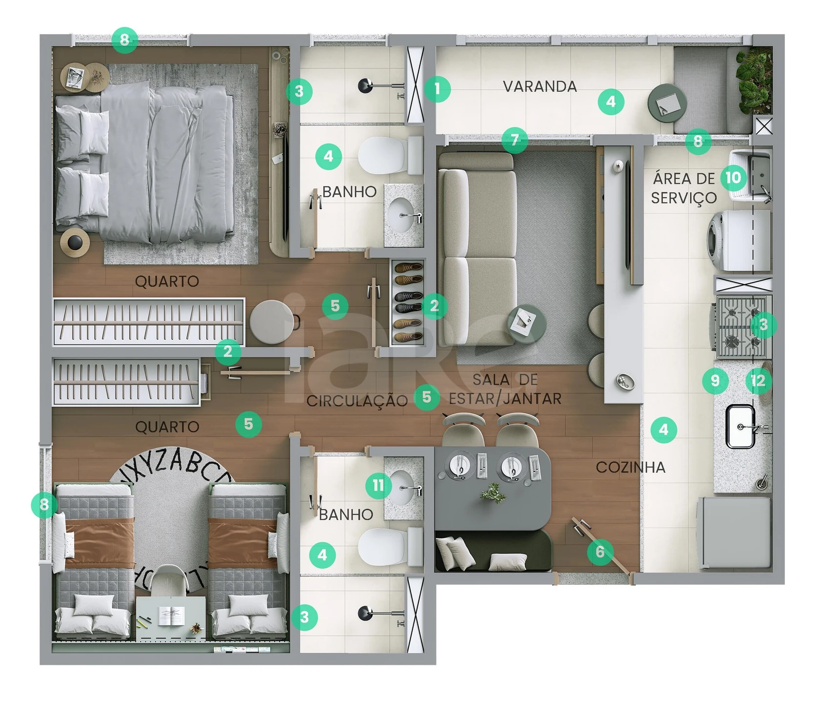 Planta — Apartamento 44,2 m²