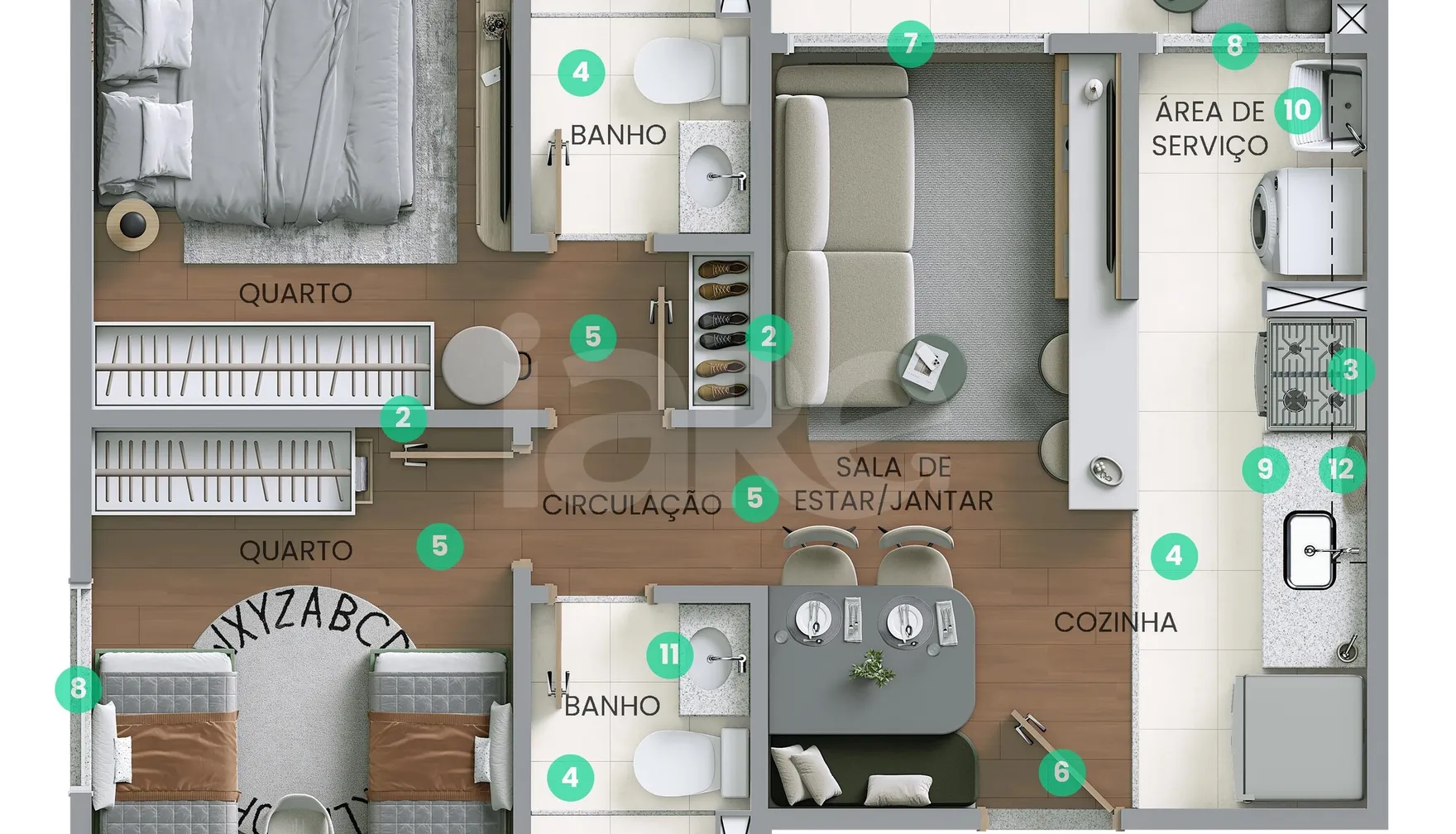 Planta — Apartamento 44,2 m²
