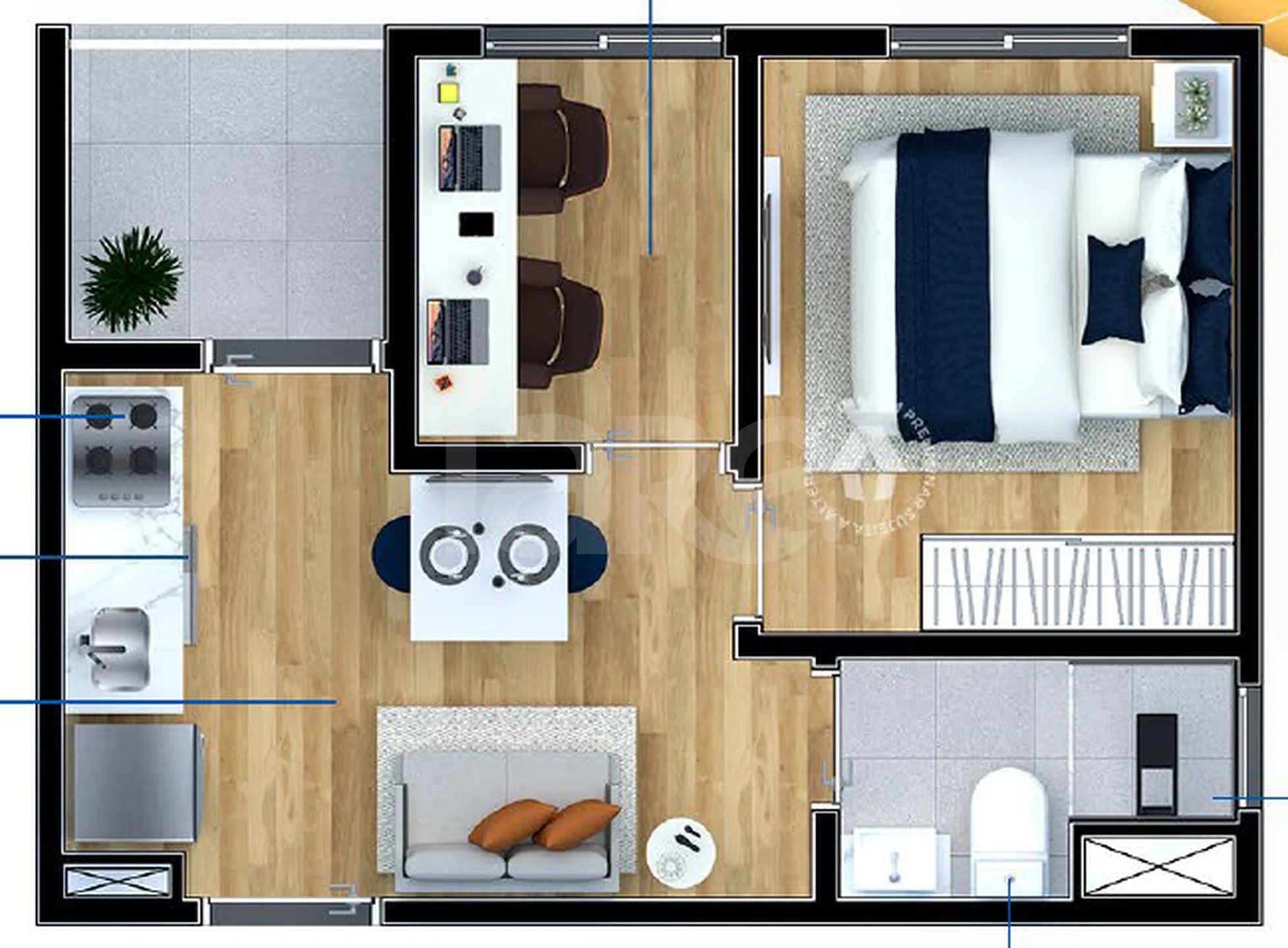 Planta — Apartamento 27,34 m²