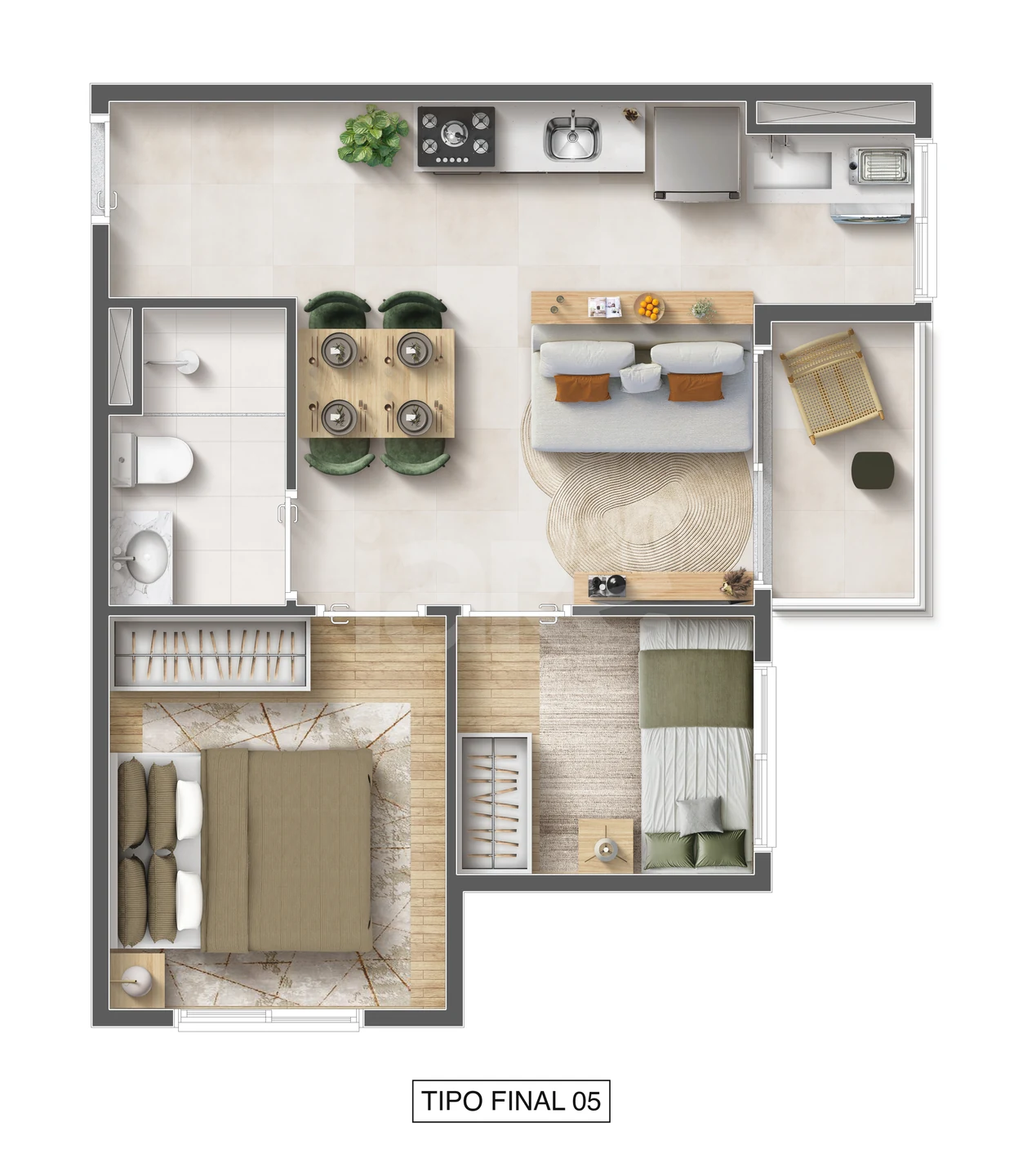 Planta — 2 dorms | 36m² | Final 2