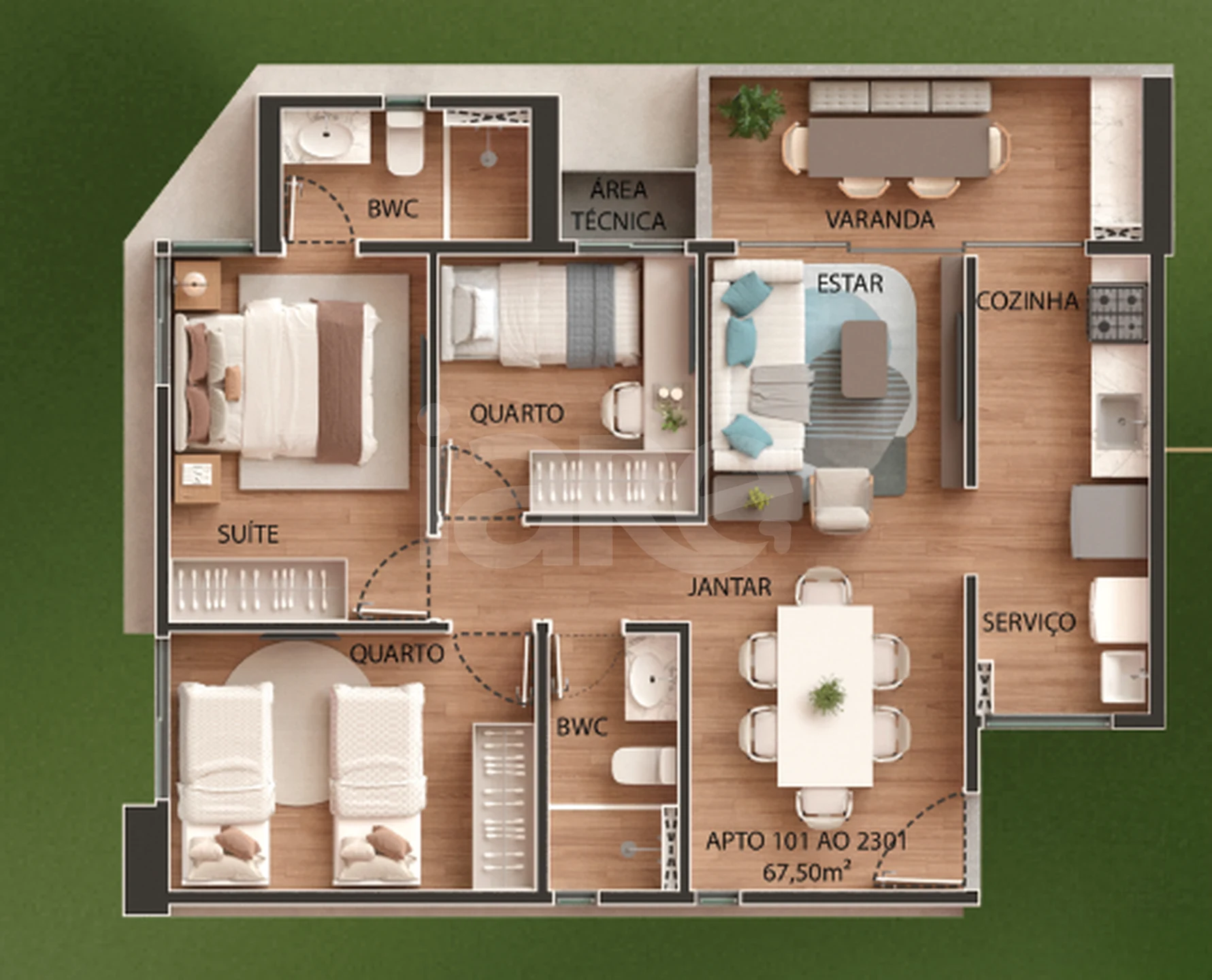 Planta — Apartamento 67,5 m²