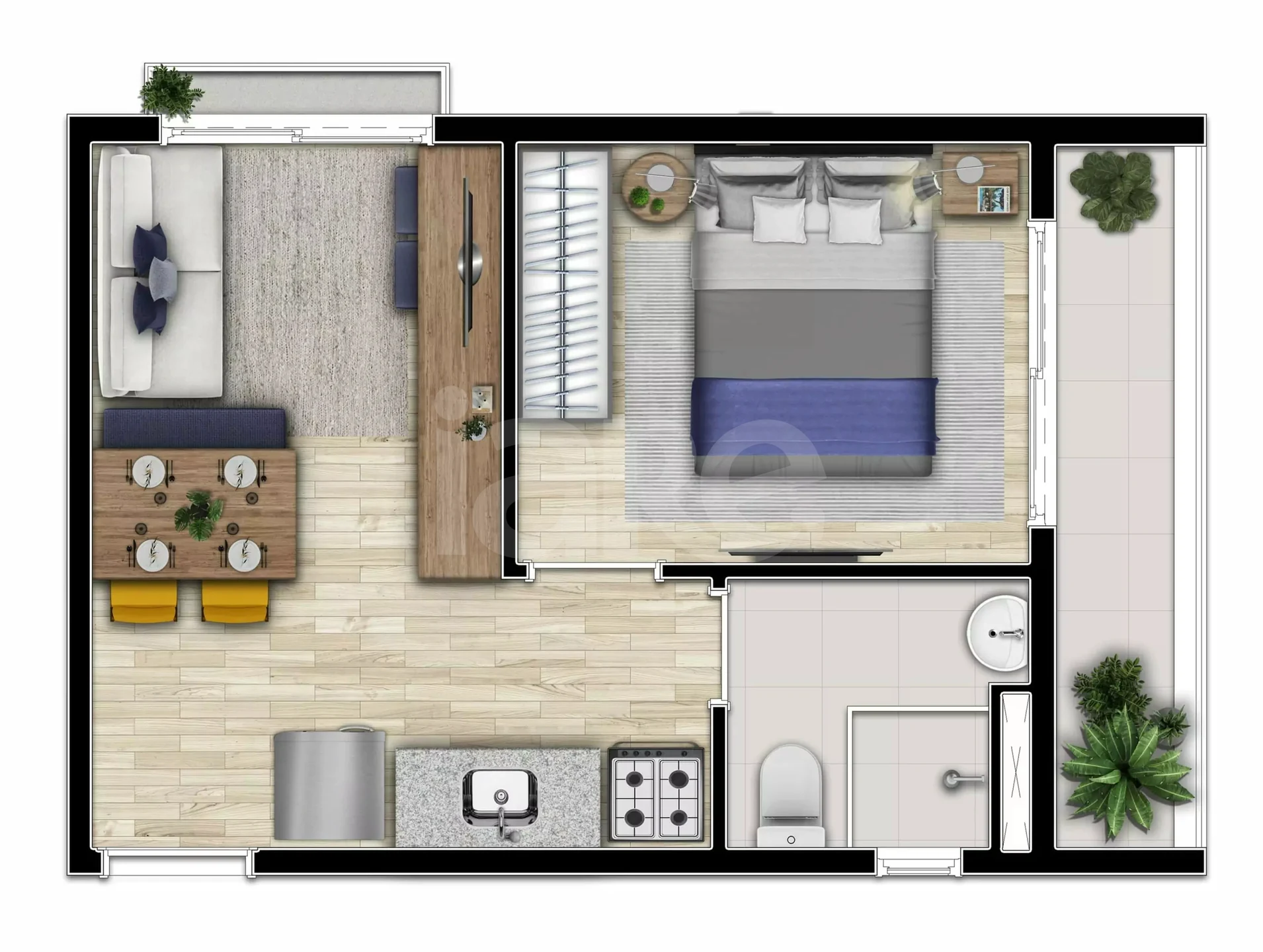 Planta — Apartamento 25,58 m²