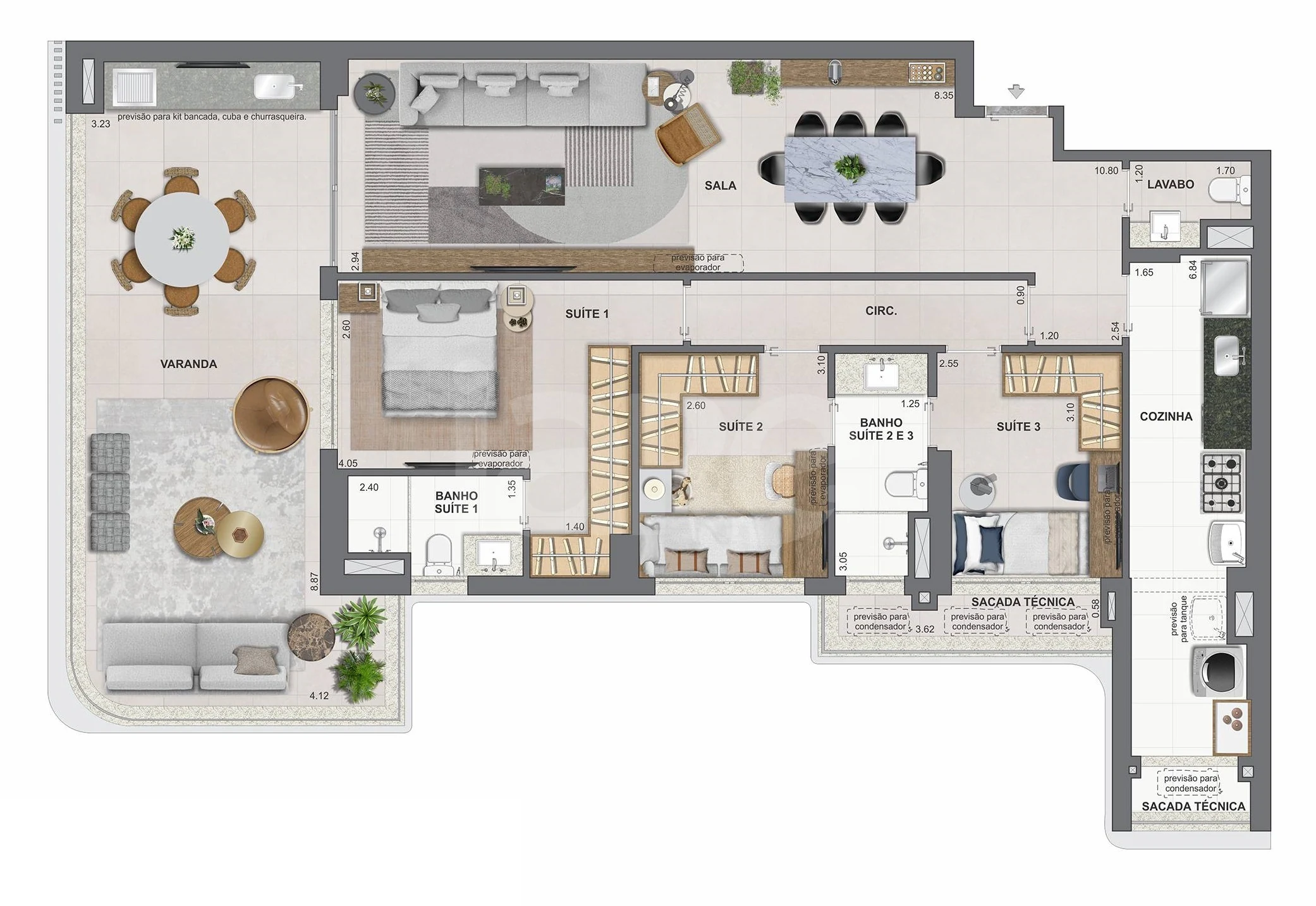 Planta — Apartamento 136,58 m²
