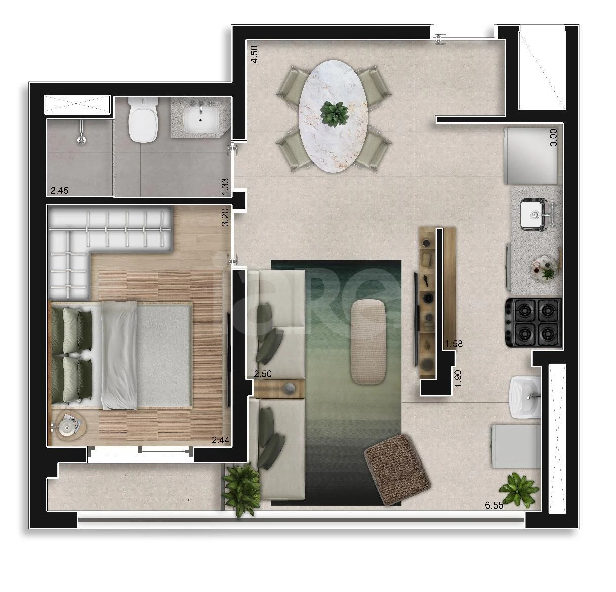 Planta — Apartamento 39,04 m²
