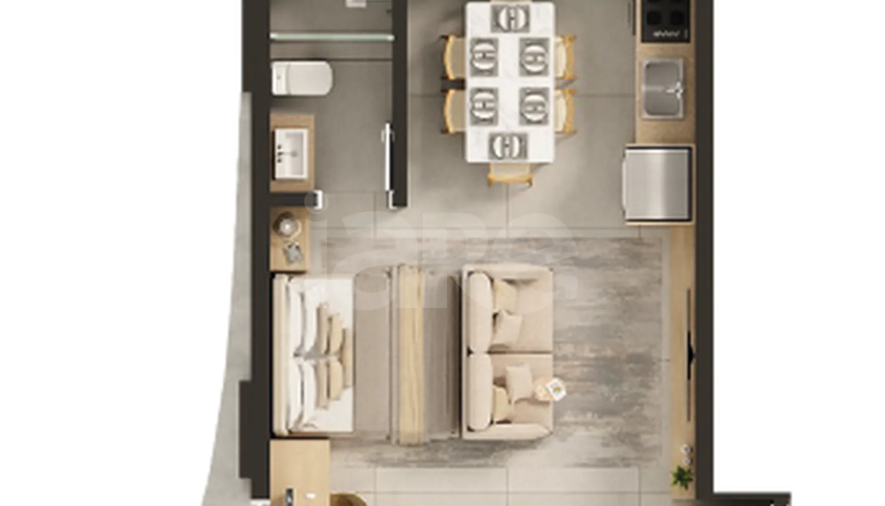 Planta — Studio 35,9 m²