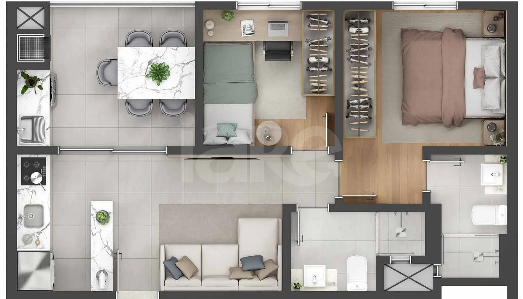 Planta — Apartamento 49,8 m²