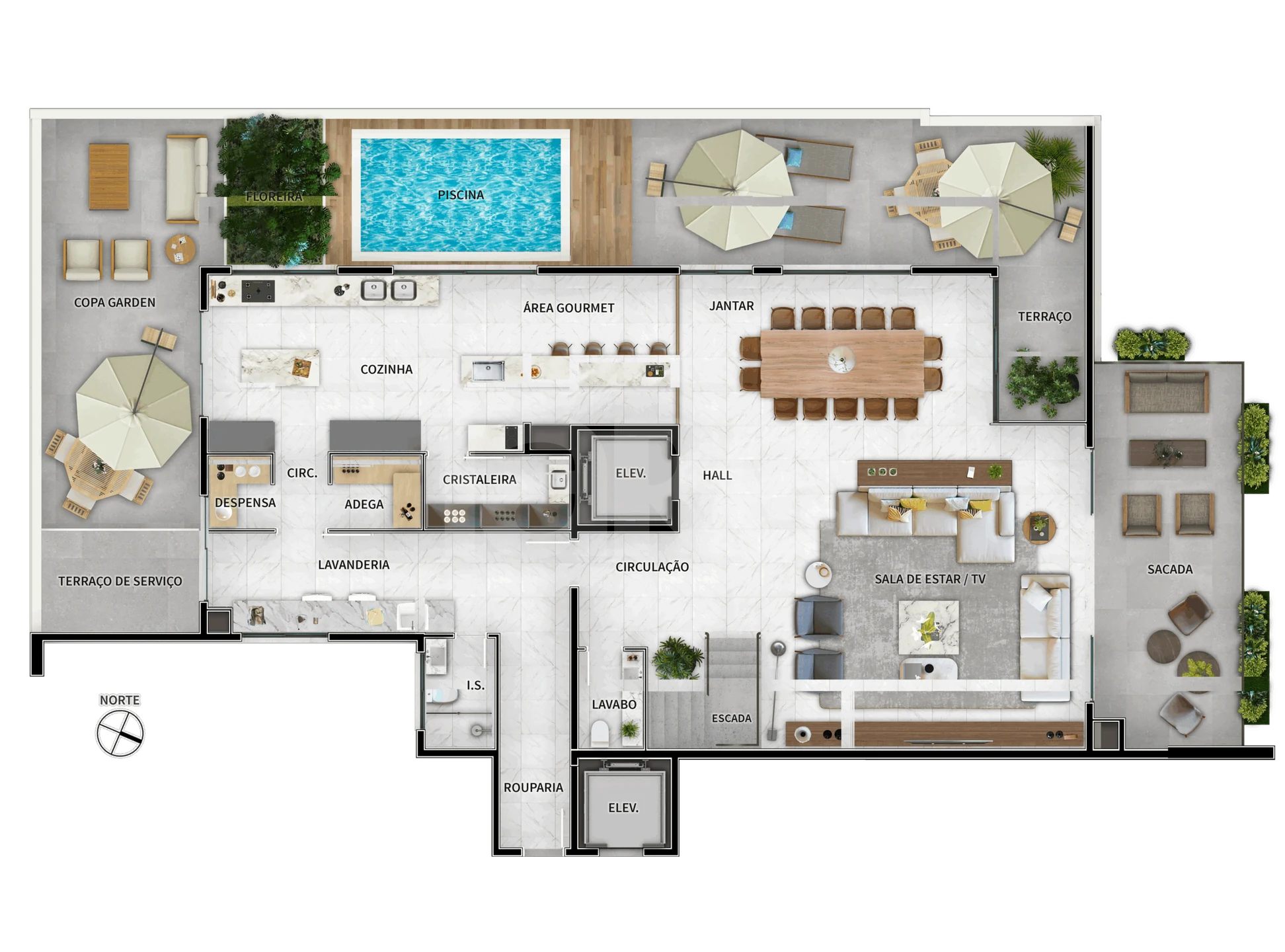 Planta — Cobertura Duplex 522,63 m²