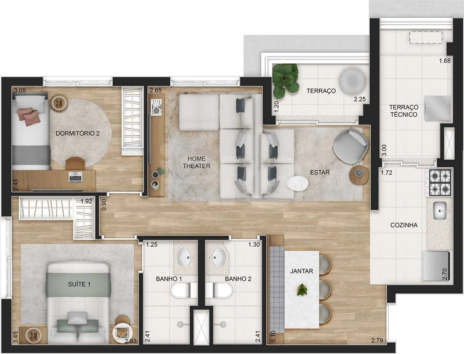 Planta — Garden 68,14 m²