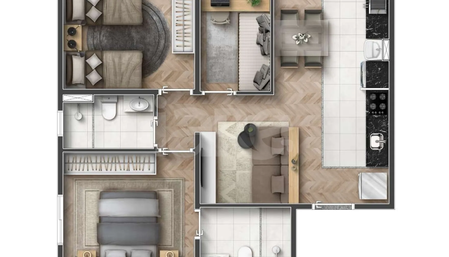 Planta — Apartamento 54,99 m²