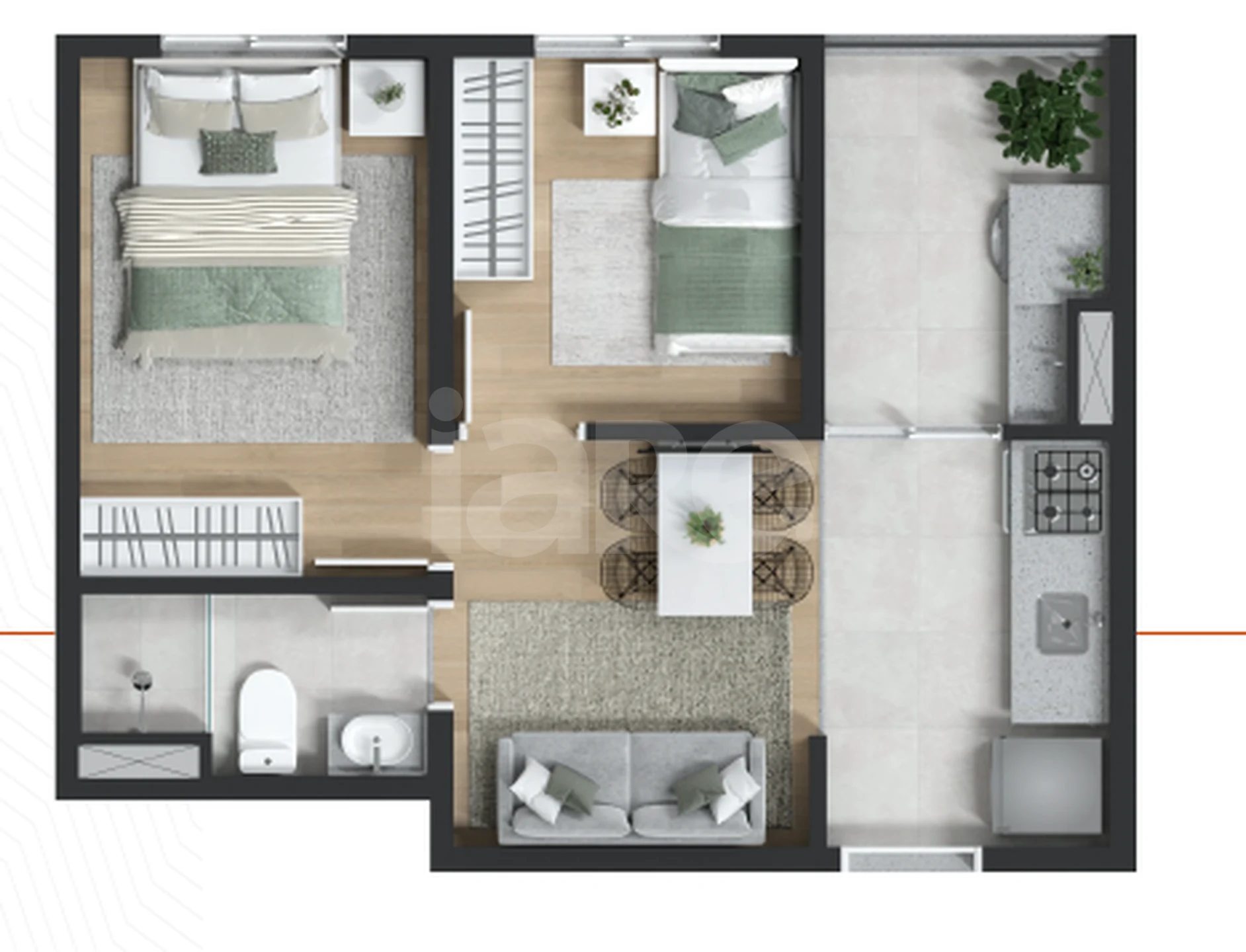 Planta — Apartamento 34,09 m²