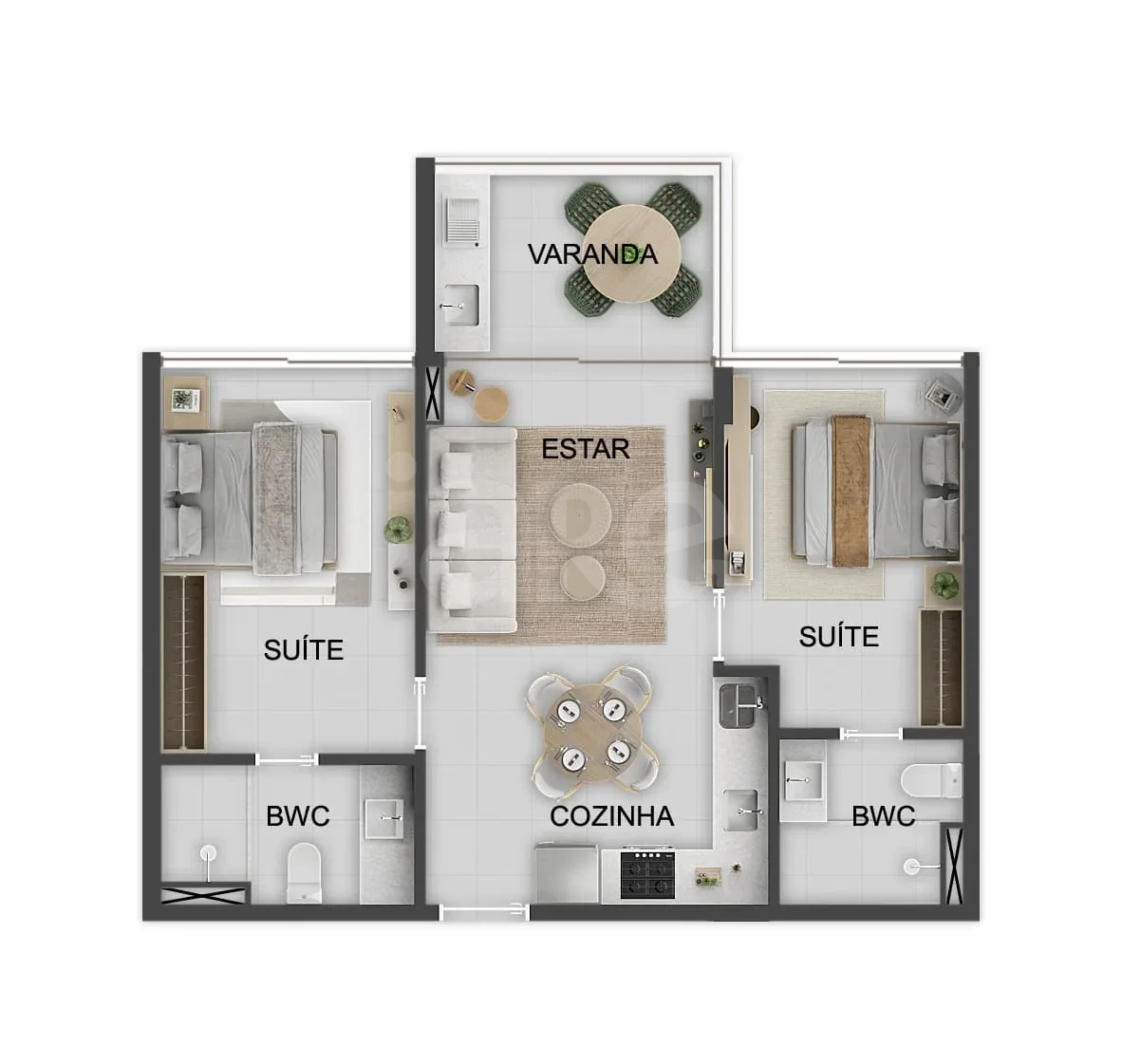 Planta — Apartamento 63,44 m²