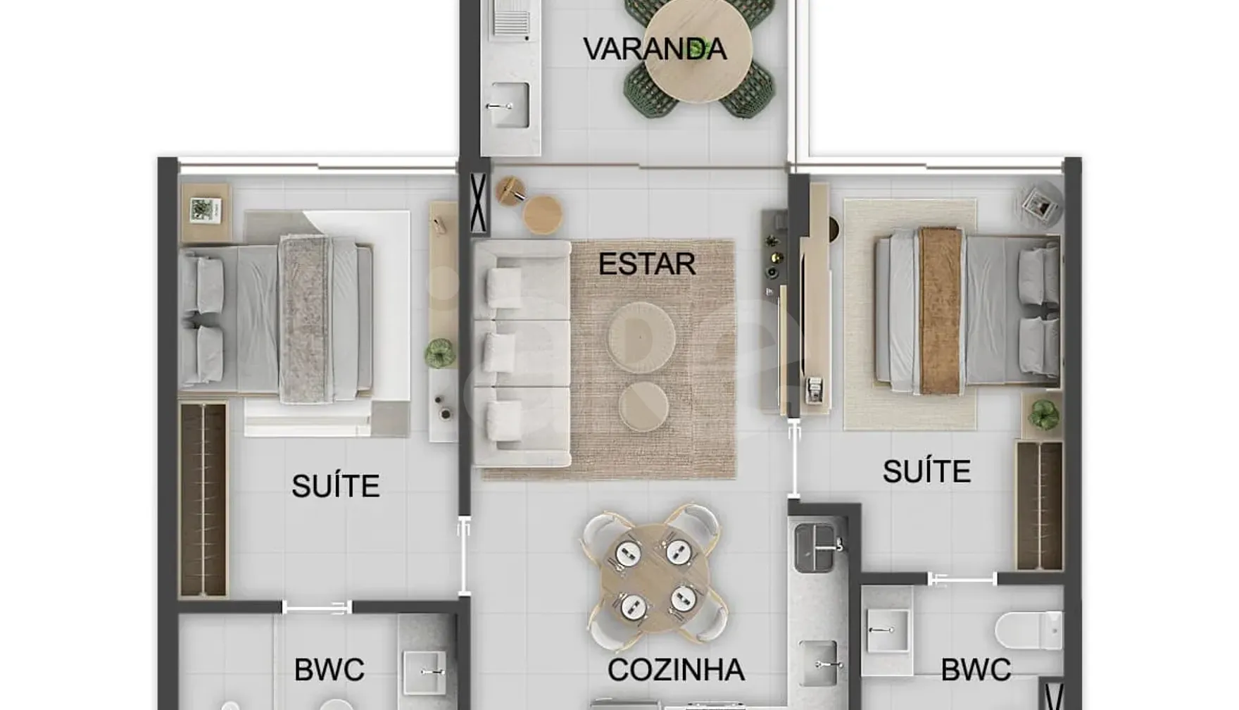 Planta — Apartamento 63,44 m²