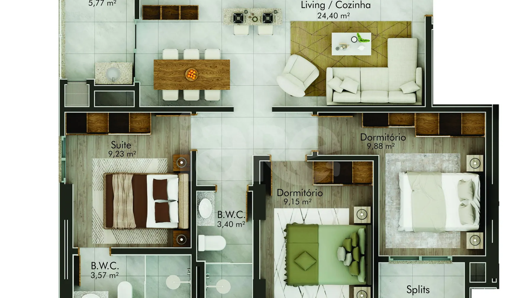 Planta — Apartamento 80,63 m²